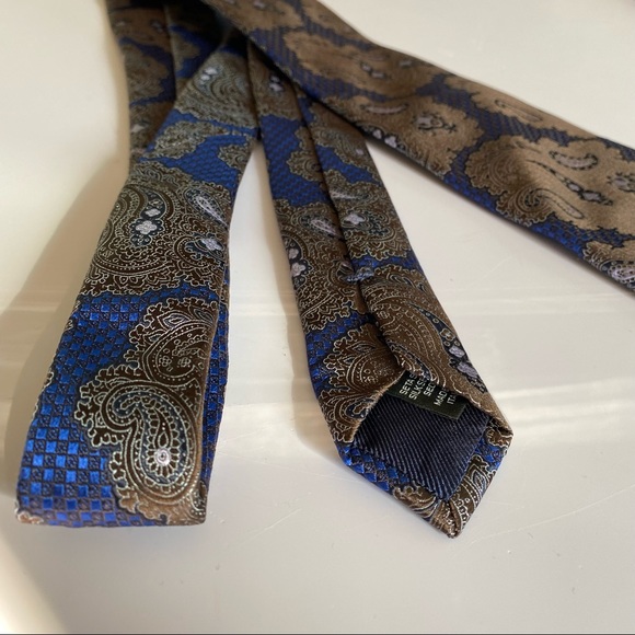 Ermenegildo Zegna Blue and Brown Tie - Picture 4 of 4